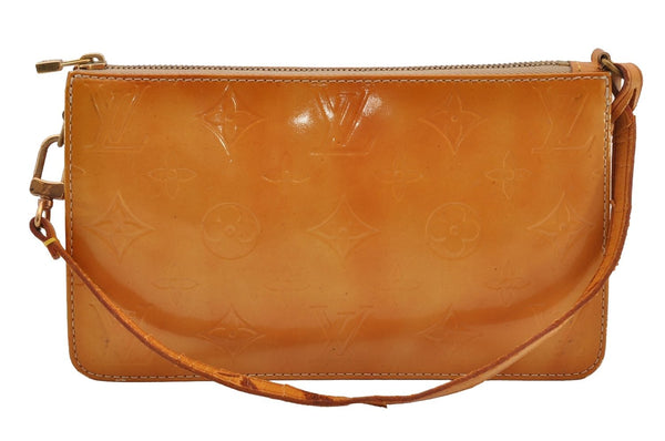 Authentic Louis Vuitton Vernis Lexington Hand Bag Pouch Orange M91010 LV 4402I