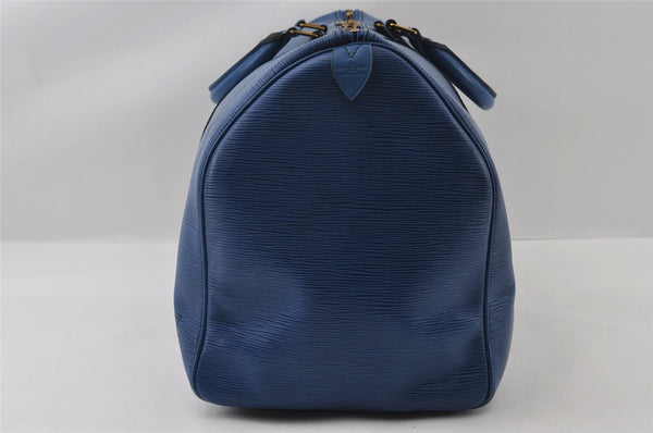 Authentic Louis Vuitton Epi Keepall 50 Boston Travel Bag Blue M42965 LV 4405I