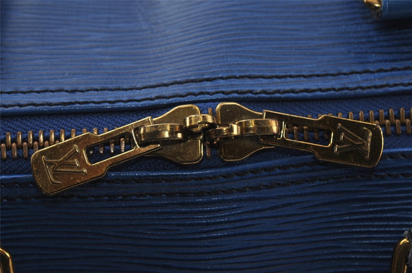 Authentic Louis Vuitton Epi Keepall 50 Boston Travel Bag Blue M42965 LV 4405I