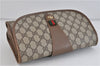 Authentic GUCCI Web Sherry Line Clutch Hand Bag GG PVC Leather Brown 4406C