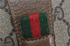 Authentic GUCCI Web Sherry Line Clutch Hand Bag GG PVC Leather Brown 4406C