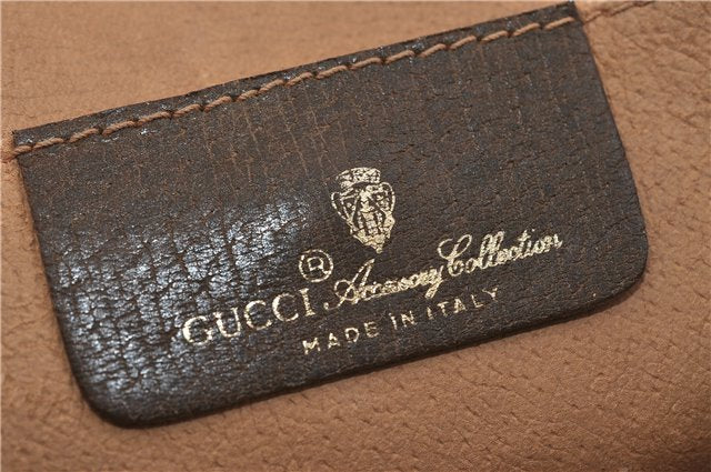 Authentic GUCCI Web Sherry Line Clutch Hand Bag GG PVC Leather Brown 4406C