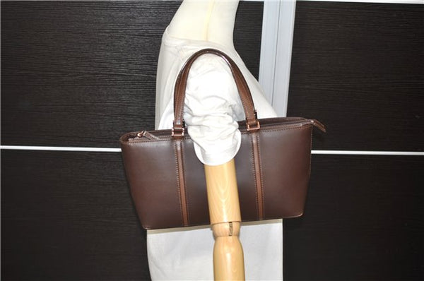 Authentic Burberrys Vintage Leather Tote Hand Bag Purse Brown 4407C