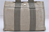 Authentic HERMES Fourre Tout PM Hand Tote Bag Purse Canvas Ivory Black 4409D