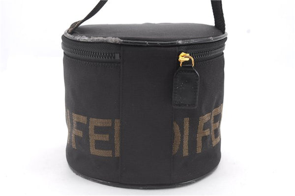 Authentic FENDI Nylon Leather Vanity Hand Bag Purse Black Junk 4412C