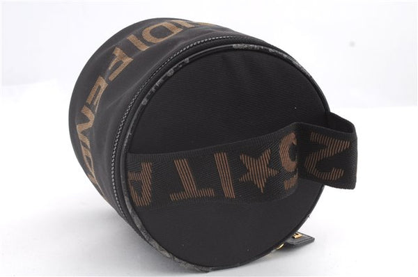 Authentic FENDI Nylon Leather Vanity Hand Bag Purse Black Junk 4412C
