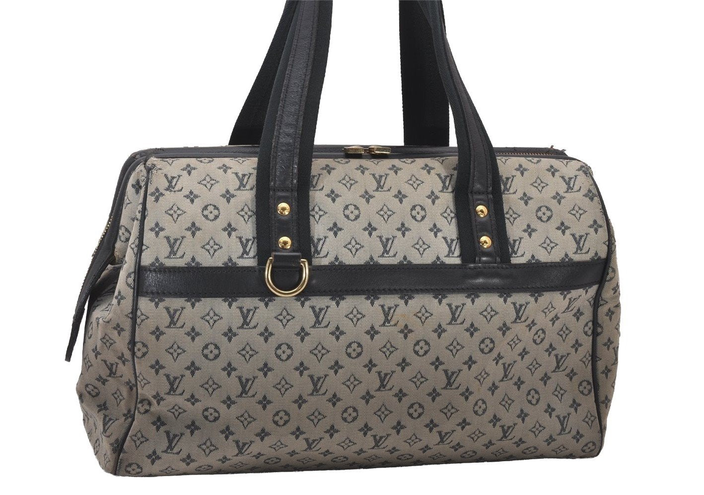 Authentic Louis Vuitton Monogram Mini Josephine GM Hand Bag Blue M92211 LV 4412I