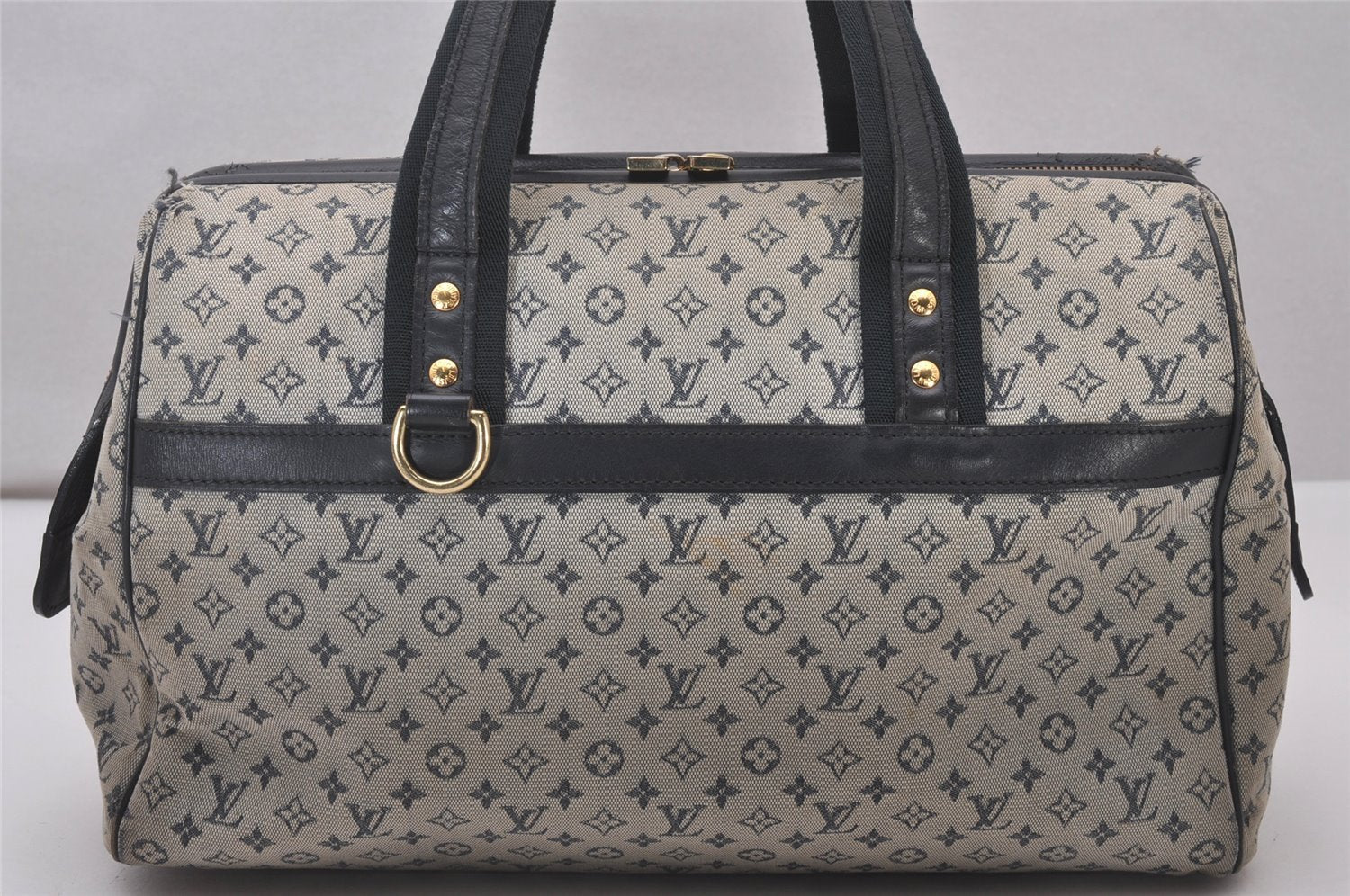 Authentic Louis Vuitton Monogram Mini Josephine GM Hand Bag Blue M92211 LV 4412I