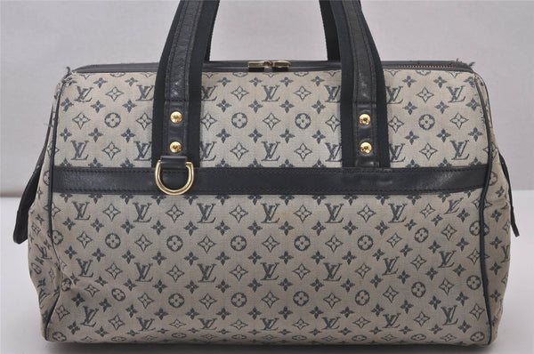 Authentic Louis Vuitton Monogram Mini Josephine GM Hand Bag Blue M92211 LV 4412I