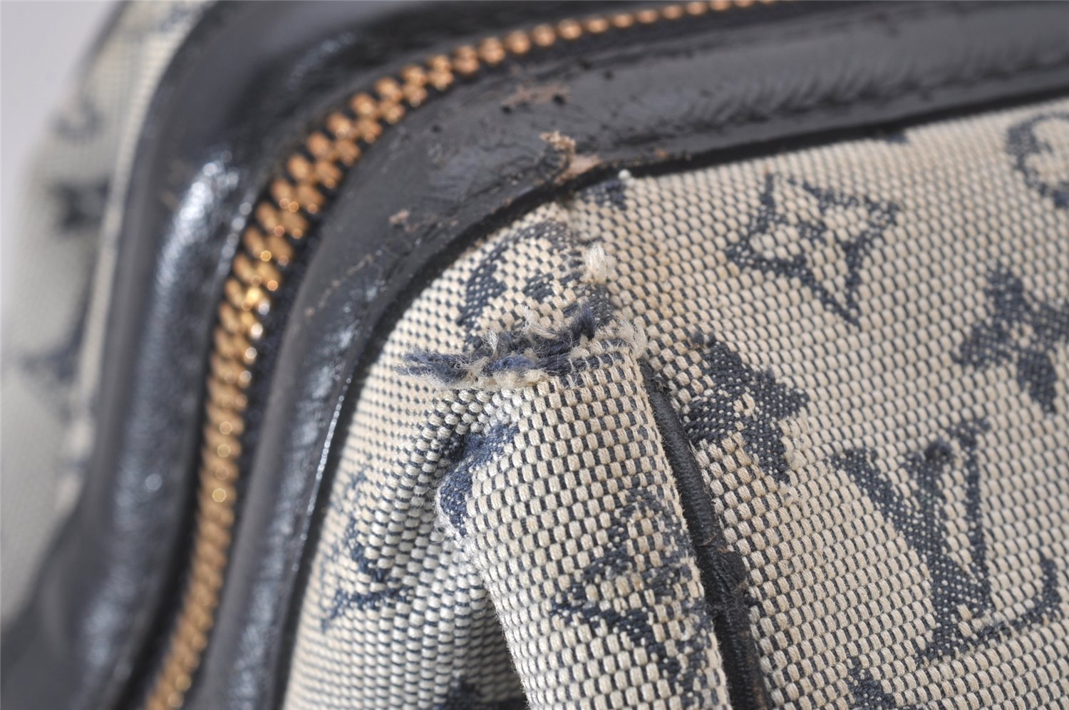 Authentic Louis Vuitton Monogram Mini Josephine GM Hand Bag Blue M92211 LV 4412I