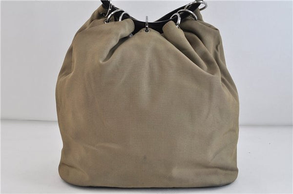 Authentic GUCCI Shoulder Hand Bag Purse Nylon Leather 0013738 Khaki Green 4414C