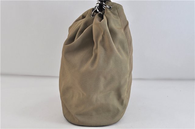 Authentic GUCCI Shoulder Hand Bag Purse Nylon Leather 0013738 Khaki Green 4414C