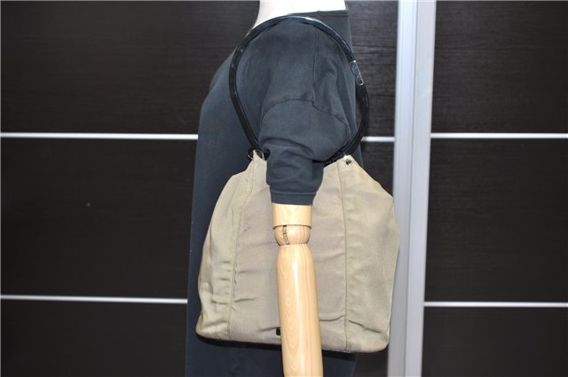 Authentic GUCCI Shoulder Hand Bag Purse Nylon Leather 0013738 Khaki Green 4414C