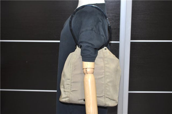 Authentic GUCCI Shoulder Hand Bag Purse Nylon Leather 0013738 Khaki Green 4414C