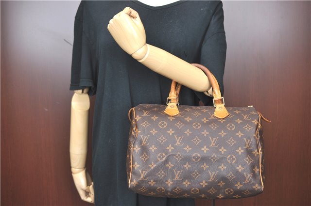 Authentic Louis Vuitton Monogram Speedy 30 Hand Boston Bag M41526 LV Junk 4416B