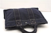 Authentic HERMES Deauville PM Hand Tote Bag Canvas Navy Blue 4416F