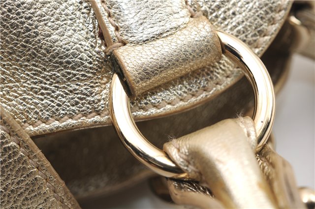 Authentic Ferragamo Gancini Leather Shoulder Hand Bag Purse Gold 4420C