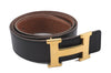 Authentic HERMES Constance Ladies Leather Belt Size 72cm 28.3" Black Brown 4422D