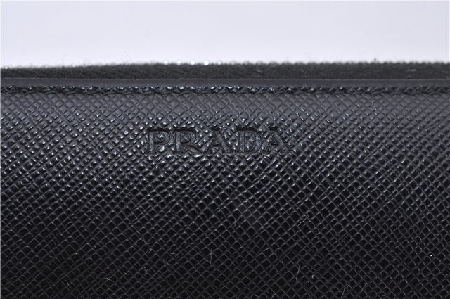 Authentic PRADA Saffiano Leather Long Wallet Purse 2ML317 Black Box 4424F