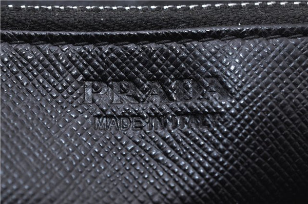 Authentic PRADA Saffiano Leather Long Wallet Purse 2ML317 Black Box 4424F