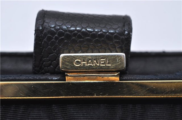 Authentic CHANEL Caviar Skin CC Logo Bifold Wallet Purse Black 4438F