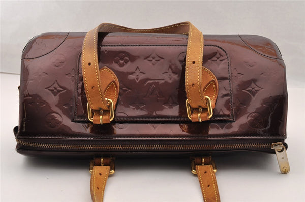 Auth Louis Vuitton Vernis Rose Wood Avenue Shoulder Bag Wine Red M93510 LV 4438I