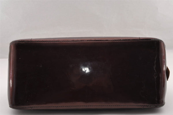 Auth Louis Vuitton Vernis Rose Wood Avenue Shoulder Bag Wine Red M93510 LV 4438I