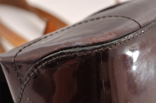 Auth Louis Vuitton Vernis Rose Wood Avenue Shoulder Bag Wine Red M93510 LV 4438I