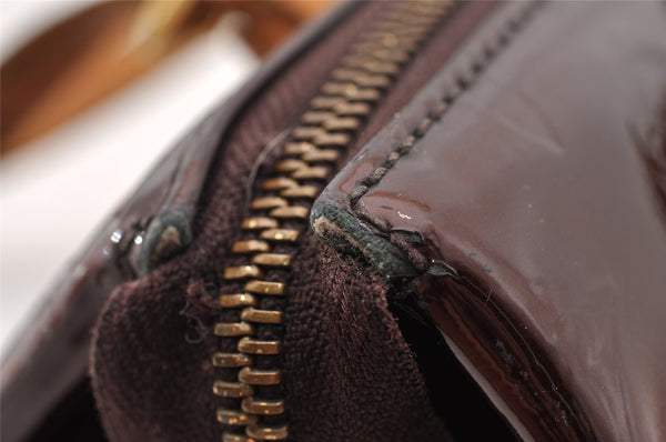 Auth Louis Vuitton Vernis Rose Wood Avenue Shoulder Bag Wine Red M93510 LV 4438I