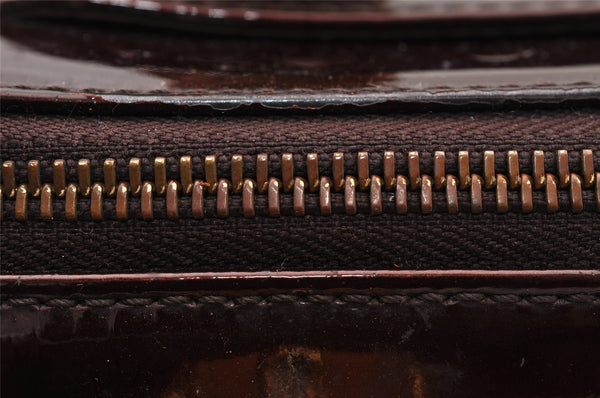 Auth Louis Vuitton Vernis Rose Wood Avenue Shoulder Bag Wine Red M93510 LV 4438I