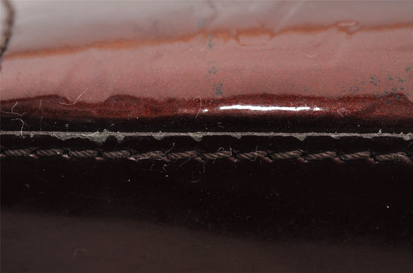 Auth Louis Vuitton Vernis Rose Wood Avenue Shoulder Bag Wine Red M93510 LV 4438I