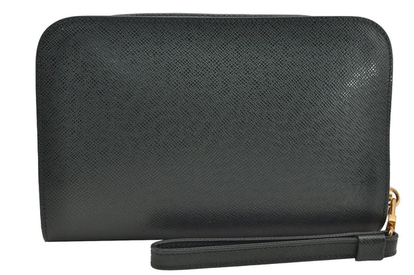 Authentic Louis Vuitton Taiga Baikal Clutch Bag Green M30184 LV 4442I