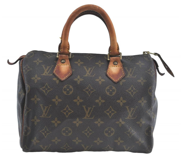 Authentic Louis Vuitton Monogram Speedy 25 Boston Hand Bag M41528 LV 4445B
