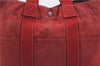 Authentic HERMES Deauville MM Hand Tote Bag Purse Canvas Red 4447D