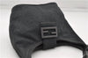 Authentic FENDI Shoulder Hand Bag Purse Cotton Jersey Leather Gray 4448D