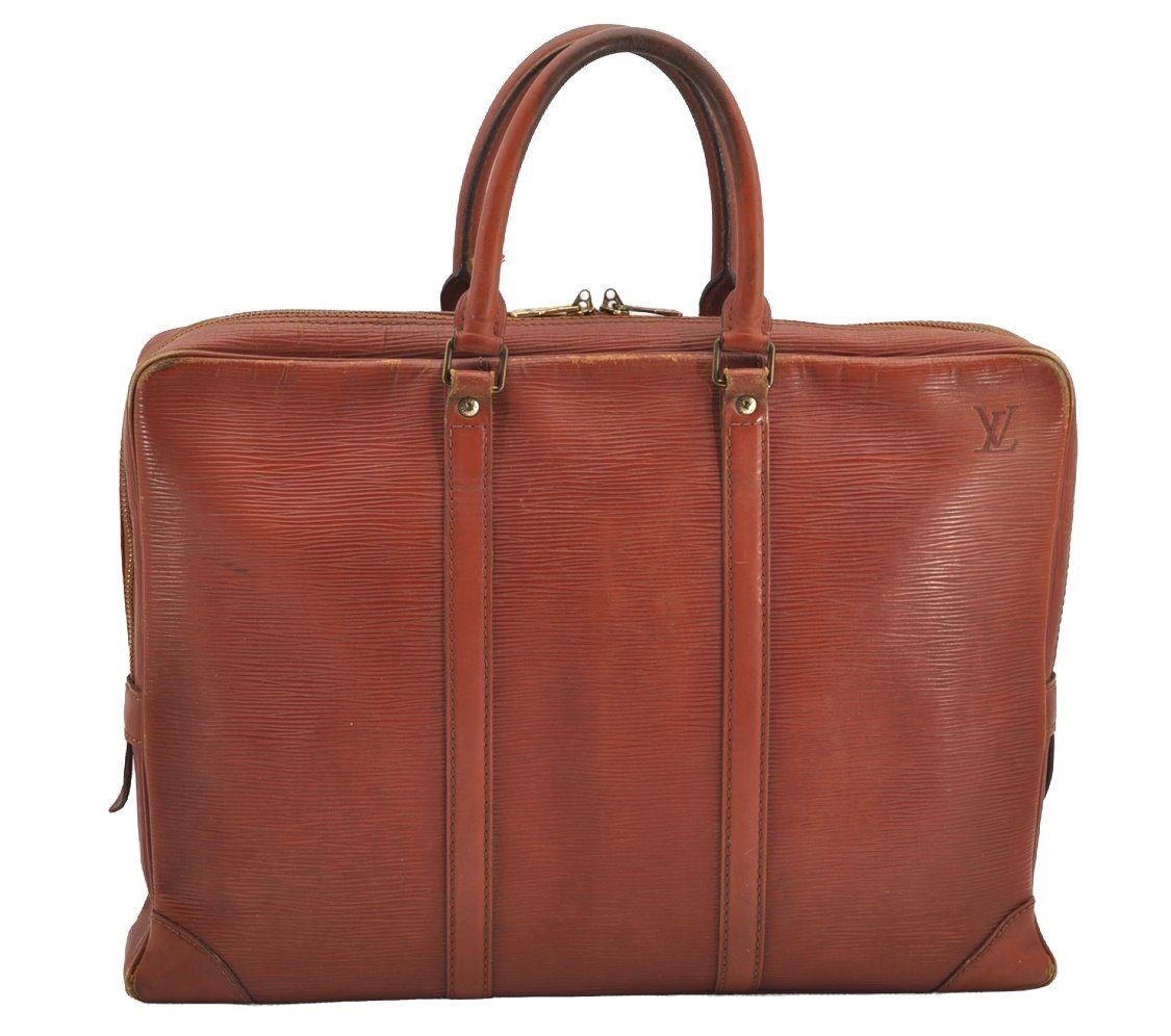 Authentic Louis Vuitton Epi Porte Documents Voyage Briefcase M54473 Brown 4450I