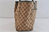 Authentic GUCCI Web Sherry Line Tote Bag Canvas Leather 145758 Brown Green 4454C