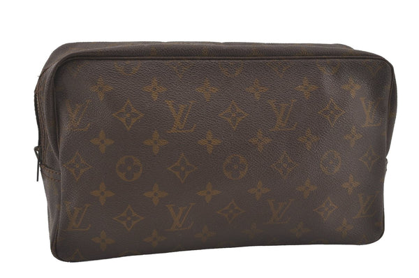 Auth Louis Vuitton Monogram Trousse Toilette 28 Clutch Hand Bag Old Model 4454I