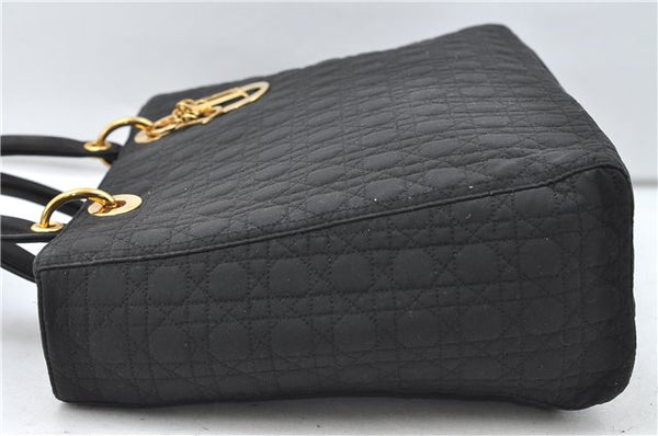 Authentic Christian Dior Cannage Hand Bag Nylon Black CD 4458D