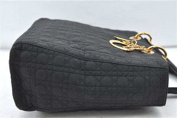 Authentic Christian Dior Cannage Hand Bag Nylon Black CD 4458D