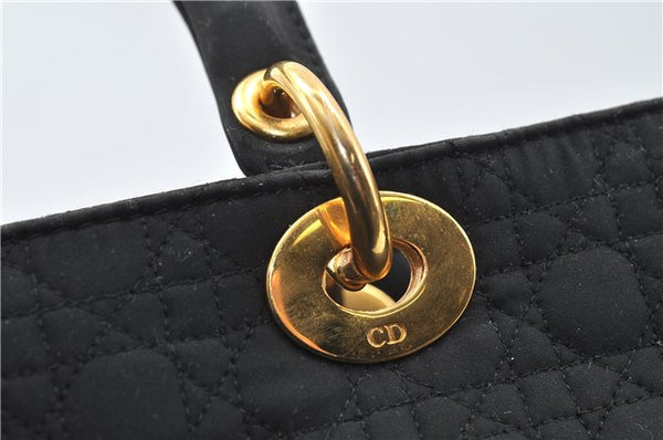 Authentic Christian Dior Cannage Hand Bag Nylon Black CD 4458D