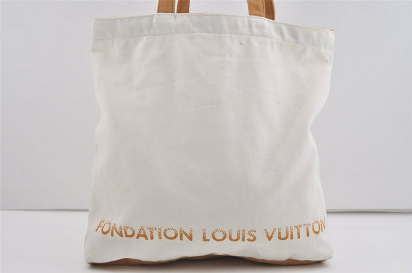 Authentic Louis Vuitton Fondation Exclusive Shoulder Tote Bag Canvas White 4461I
