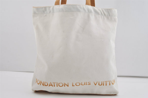 Authentic Louis Vuitton Fondation Exclusive Shoulder Tote Bag Canvas White 4461I
