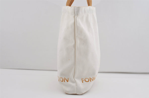 Authentic Louis Vuitton Fondation Exclusive Shoulder Tote Bag Canvas White 4461I