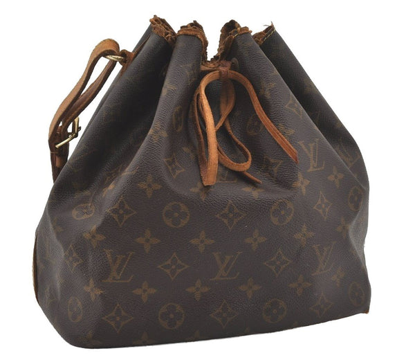 Authentic Louis Vuitton Monogram Petit Noe M42226 Shoulder Drawstring Bag 4468I