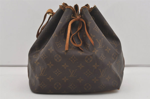 Authentic Louis Vuitton Monogram Petit Noe M42226 Shoulder Drawstring Bag 4468I