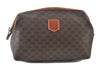 Authentic CELINE Macadam Blason Pattern Pouch PVC Leather Brown 4469D