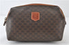 Authentic CELINE Macadam Blason Pattern Pouch PVC Leather Brown 4469D
