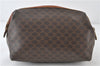 Authentic CELINE Macadam Blason Pattern Pouch PVC Leather Brown 4469D