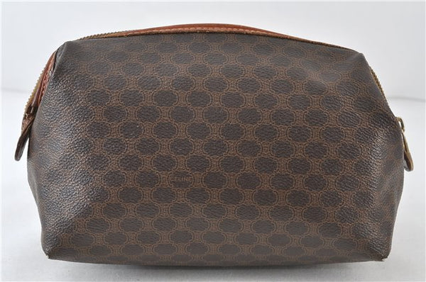 Authentic CELINE Macadam Blason Pattern Pouch PVC Leather Brown 4469D